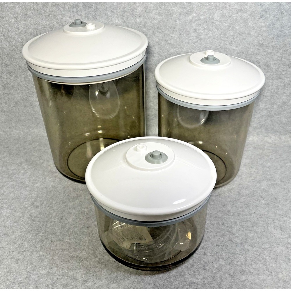 FoodSaver Vacuum Sealer Snail Canister Storage Containers 25 50 80 oz Lot‎ of 3